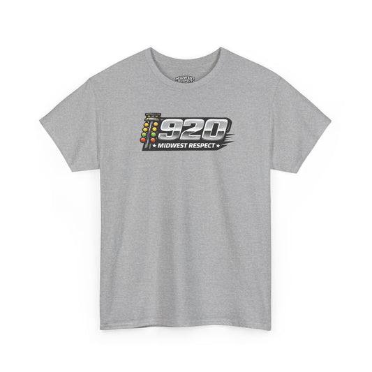 Gray t-shirt with a logo and text on a white background