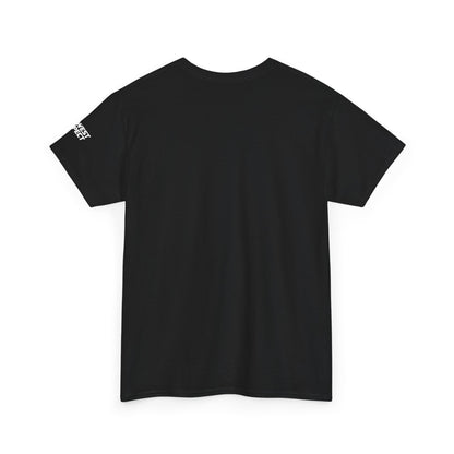 Black t-shirt on a white background