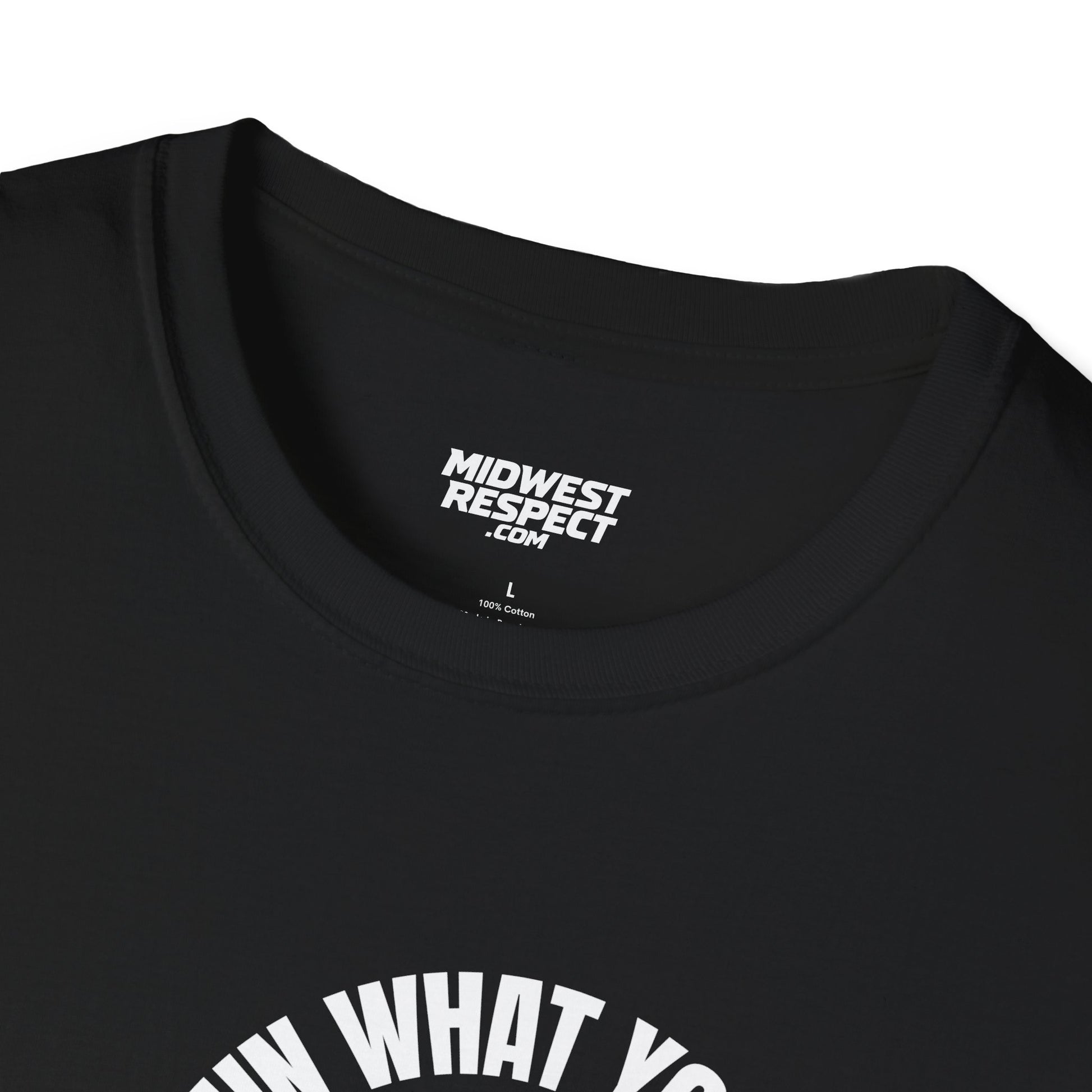 Black t-shirt with 'Midwest Respect' logo on a white background