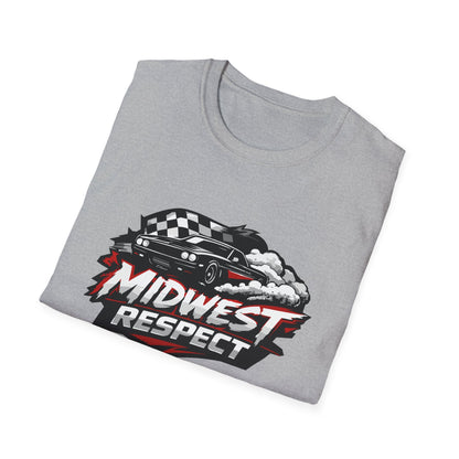 Gray t-shirt with 'Midwest Respect' graphic design on a white background
