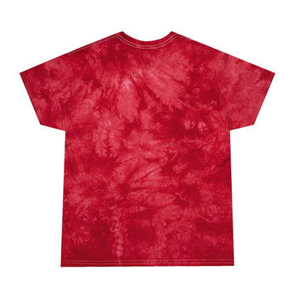Red tie-dye t-shirt on a white background