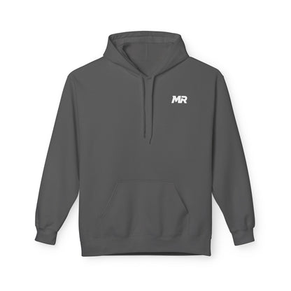 Gray hoodie with 'MR' logo on a white background