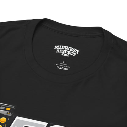 Black t-shirt with 'Midwest Respect' logo on a white background