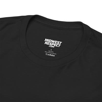 Black t-shirt with 'Midwest Respect' branding on a white background