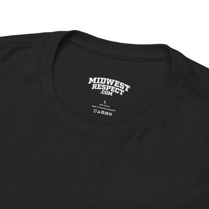 Black t-shirt with 'Midwest Respect' logo and text on a white background