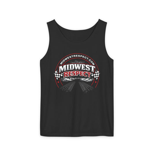 Black tank top with 'Midwest Respect' graphic design on a white background