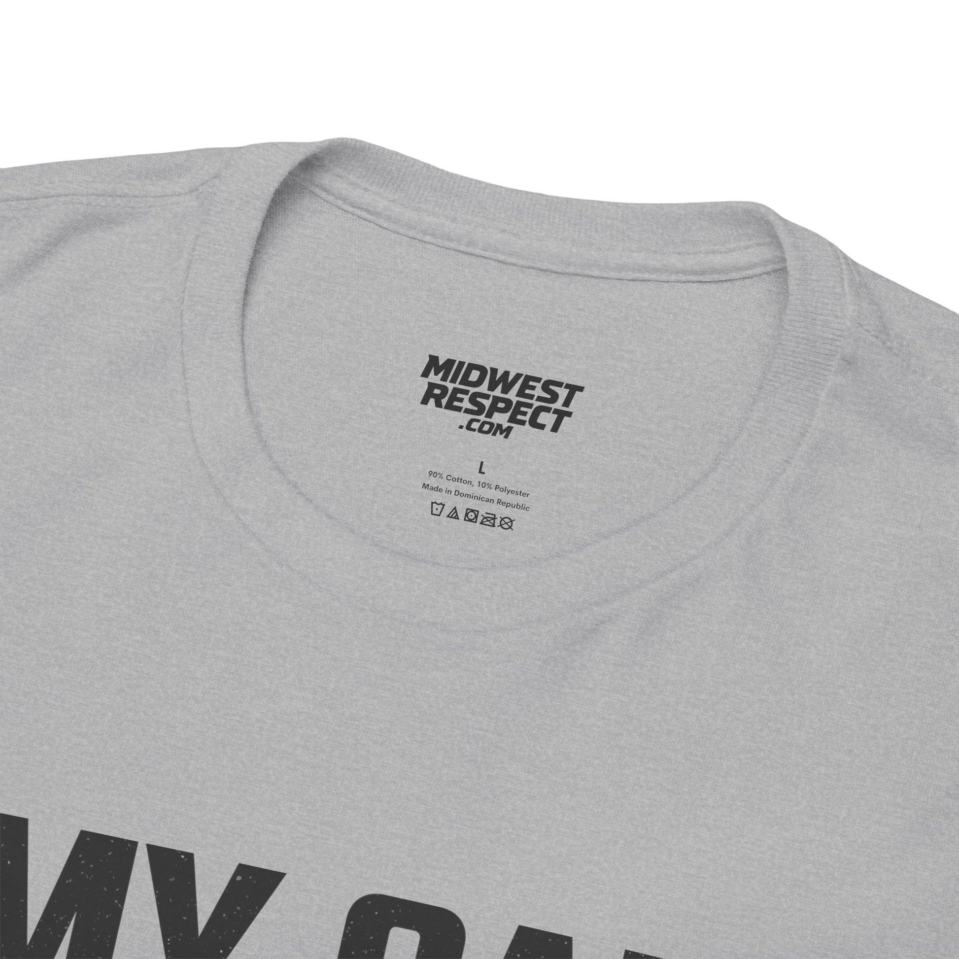Gray t-shirt with 'Midwest Respect' logo on a white background