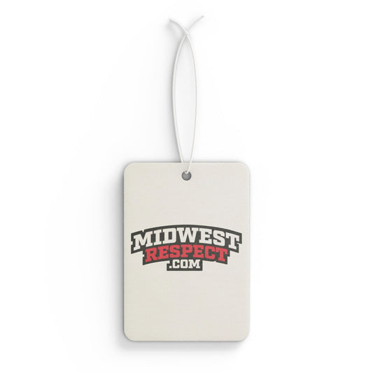 Air freshener tag with 'Midwest Respect' text on a white background