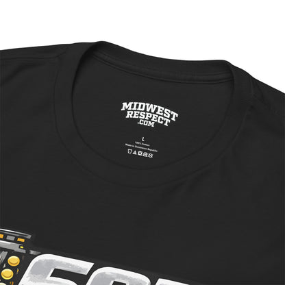Black t-shirt with 'Midwest Respect' logo on a white background