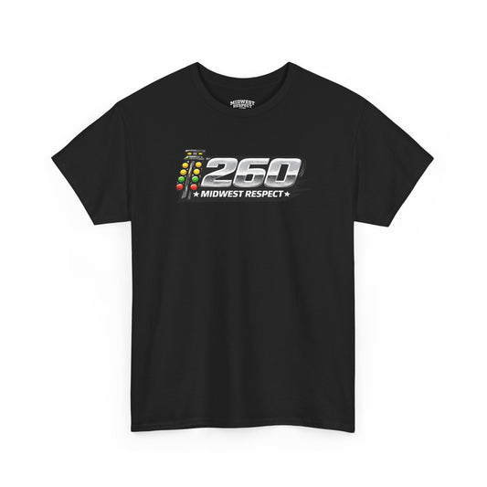 Black t-shirt with a graphic design on a white background