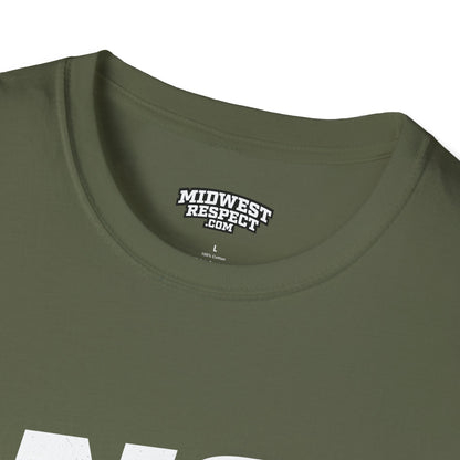 Green t-shirt with 'Midwest Respect' logo on a white background