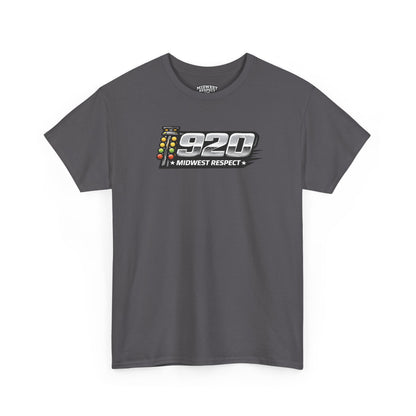 Gray t-shirt with a graphic design on a white background