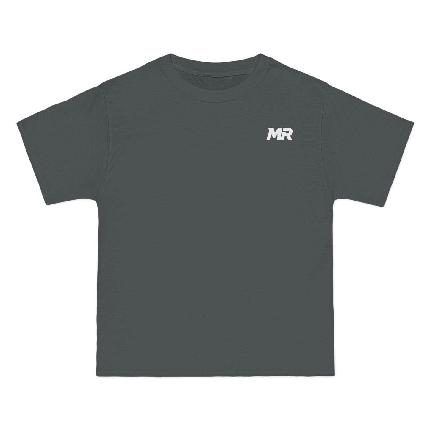 Grey t-shirt with a logo on a white background