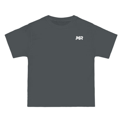 Grey t-shirt with a logo on a white background