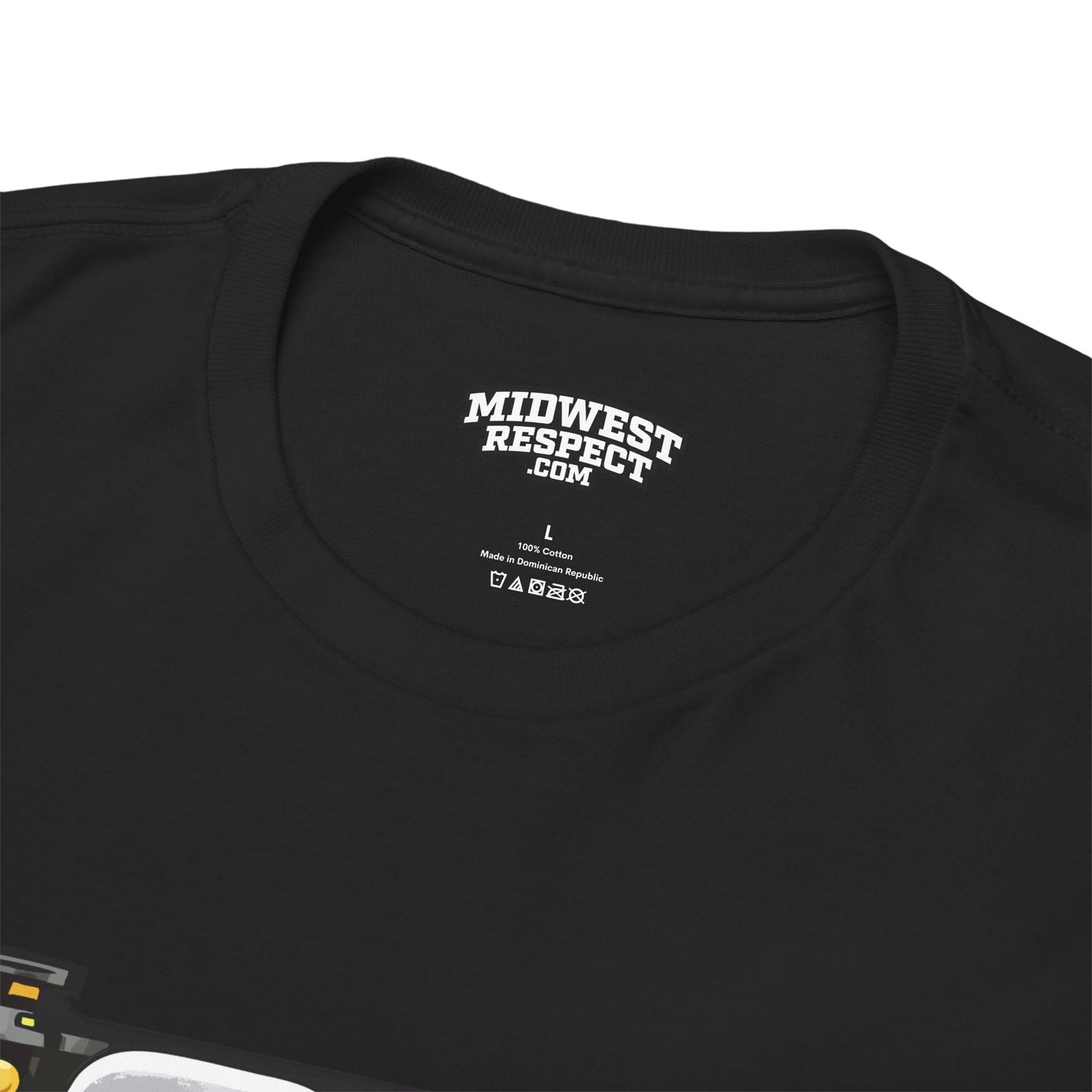 Black t-shirt with 'Midwest Respect.com' logo on the collar