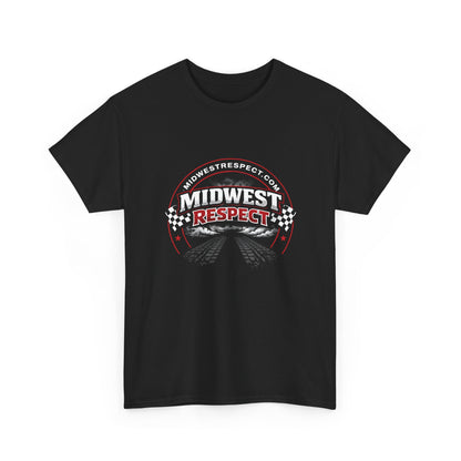 Black t-shirt with 'Midwest Respect' graphic design on a white background