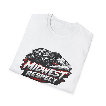 White t-shirt with 'Midwest Respect' graphic design on a white background
