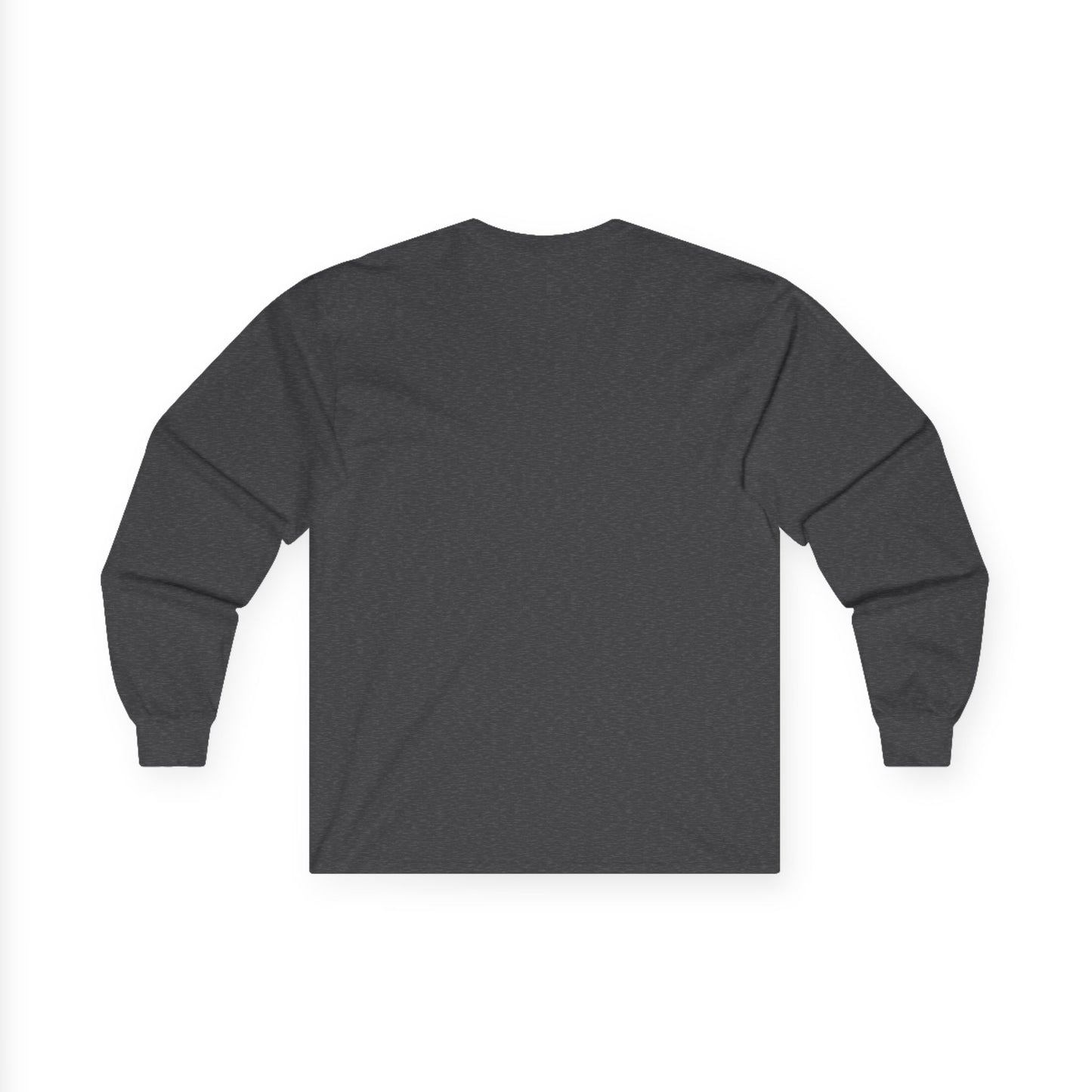 Plain dark gray long-sleeve shirt on a white background