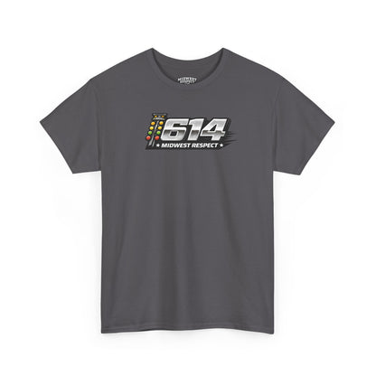 Gray t-shirt with a logo and text on a white background