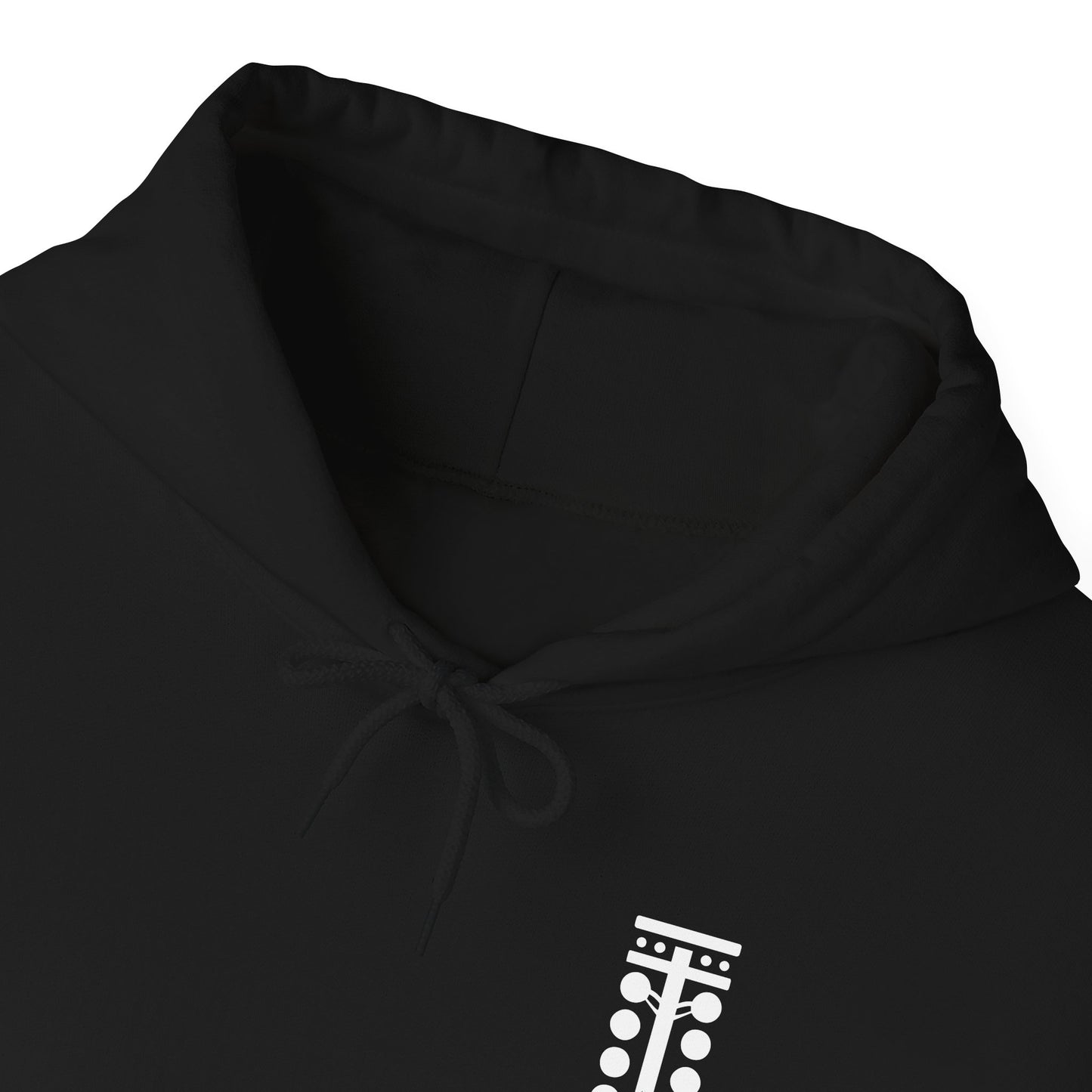 Black hoodie with design on a white background