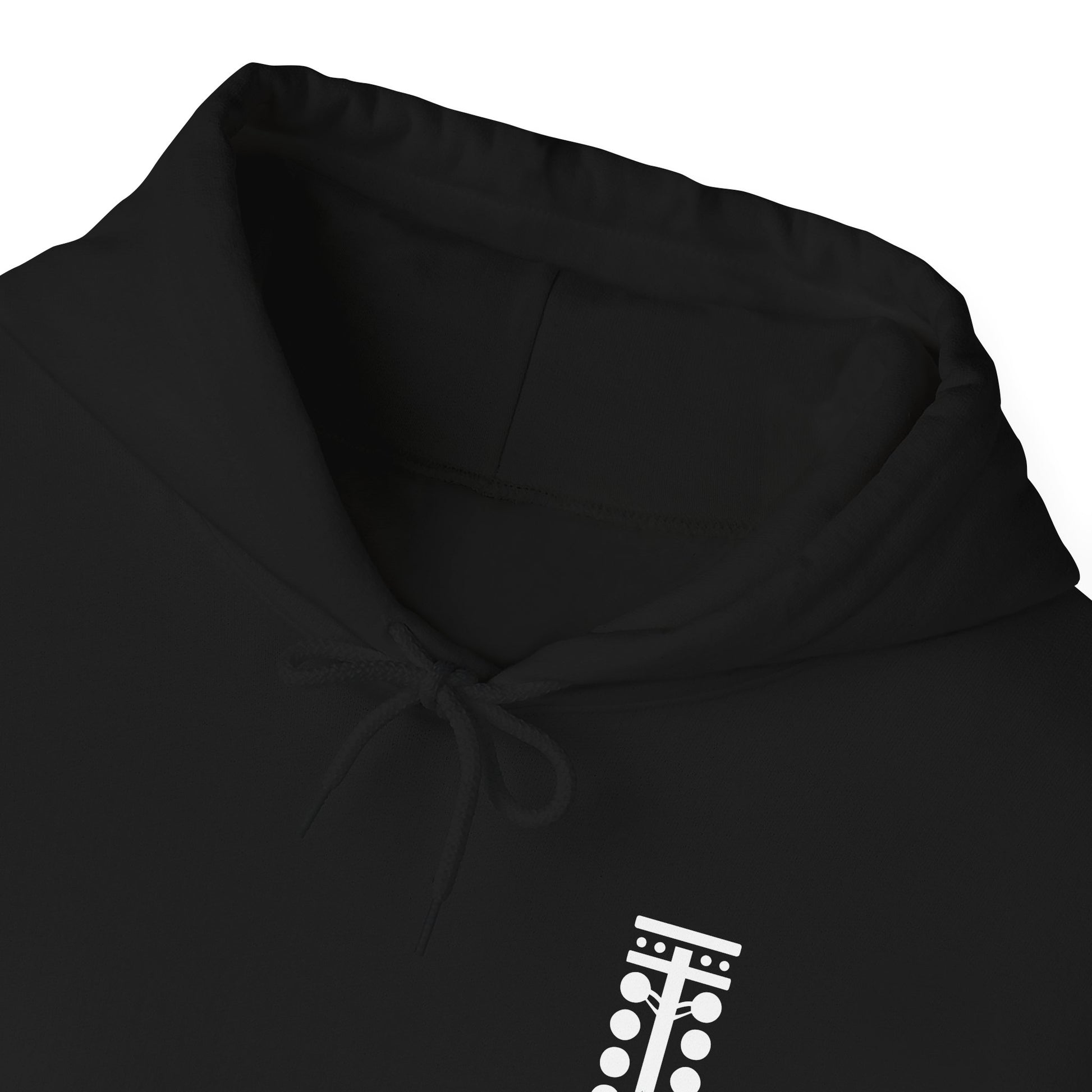 Black hoodie with design on a white background