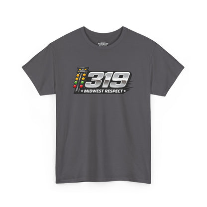 Gray t-shirt with '319 Midwest Respect' graphic on a white background