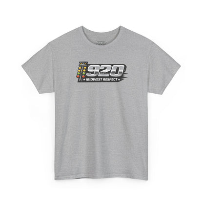 Gray t-shirt with a logo and text on a white background