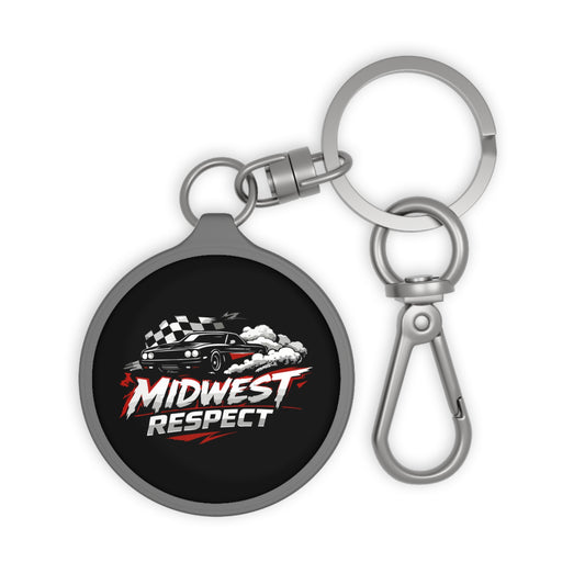 Keychain with 'Midwest Respect' graphic on a black background