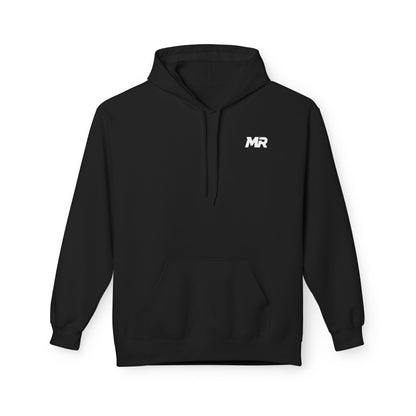 Black hoodie with 'MR' logo on a white background