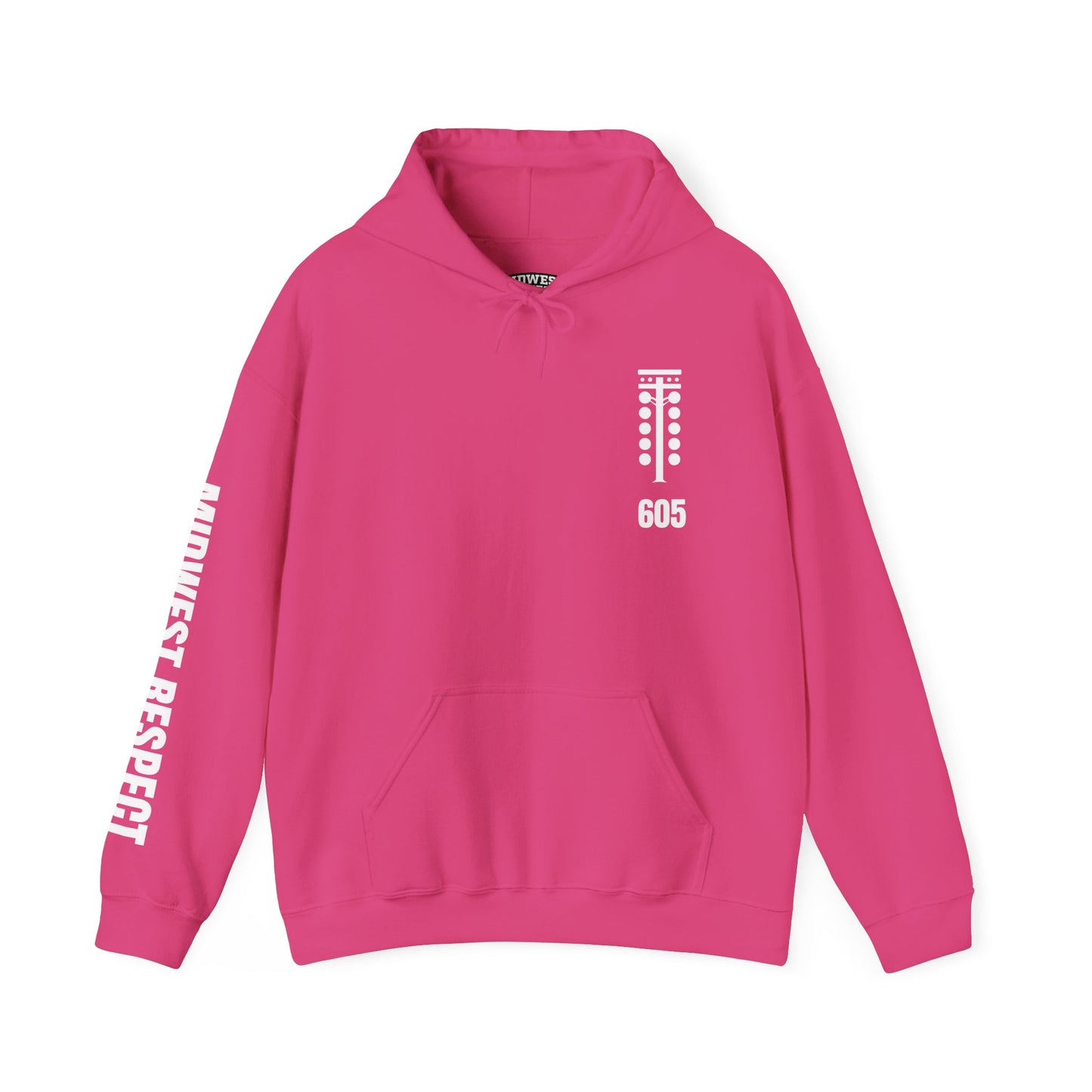 Dark pink hoodie with white text and graphics on a white background