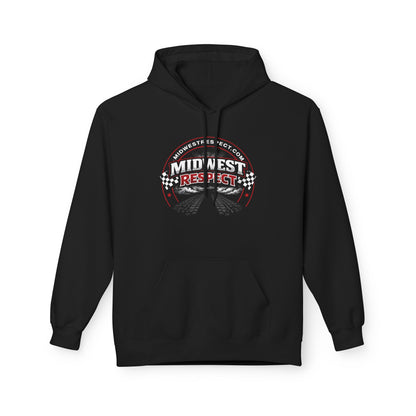 Black hoodie with 'Midwest Respect' graphic on a white background