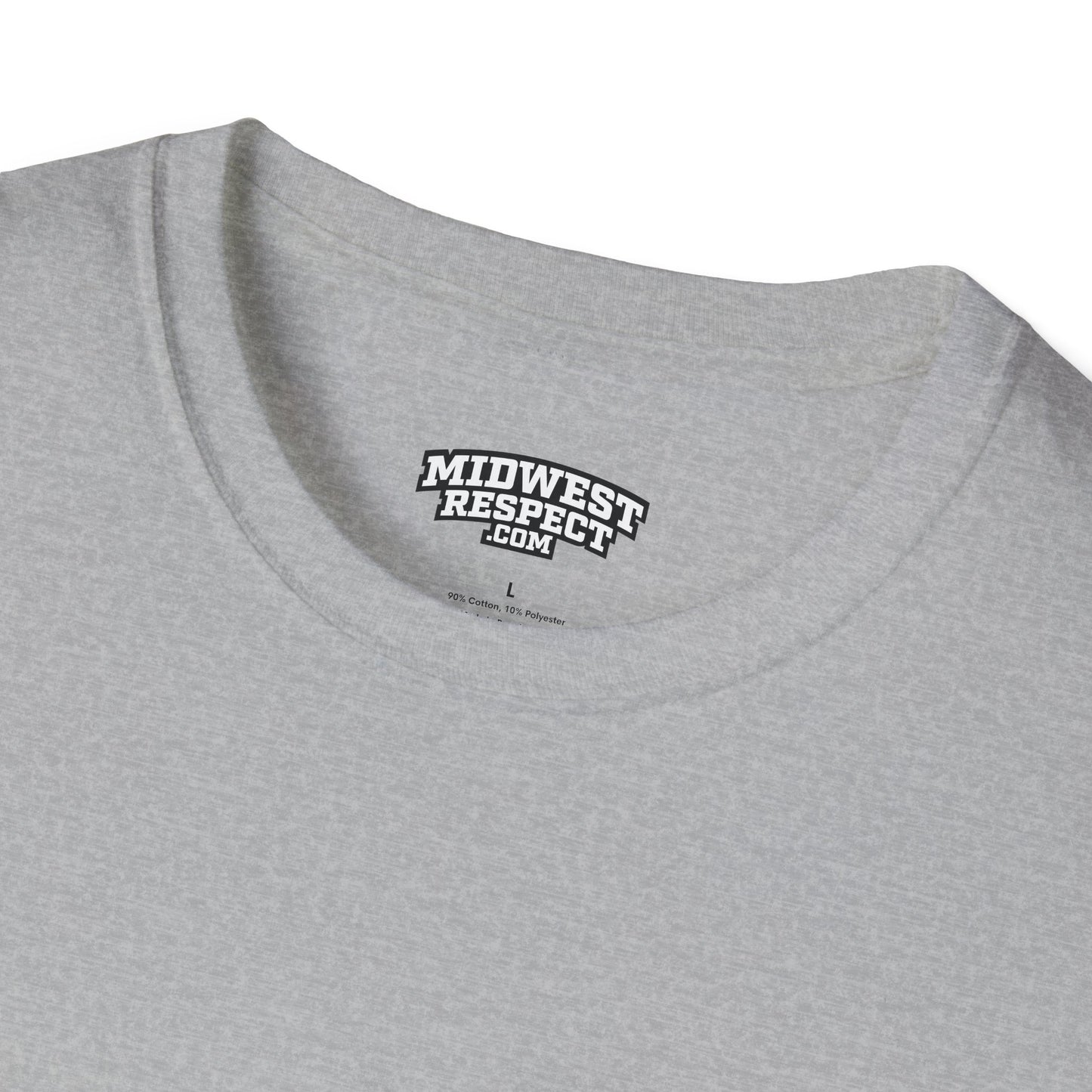 Gray t-shirt with 'Midwest Respect' logo on a white background
