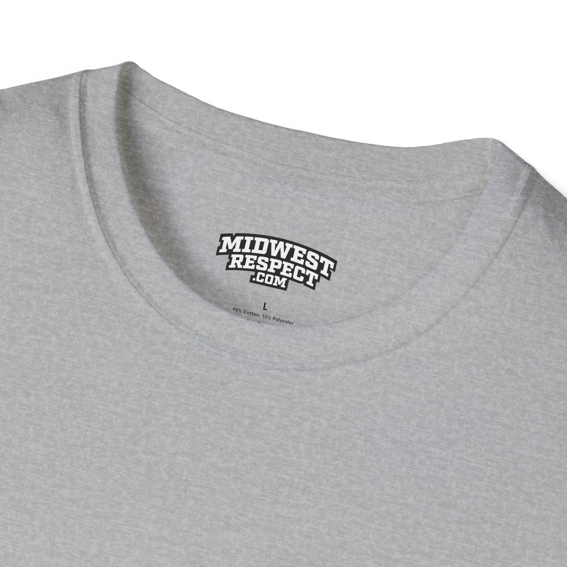 Gray t-shirt with 'Midwest Respect' logo on a white background