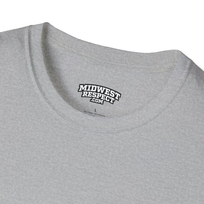 Gray t-shirt with 'Midwest Respect' logo on a white background