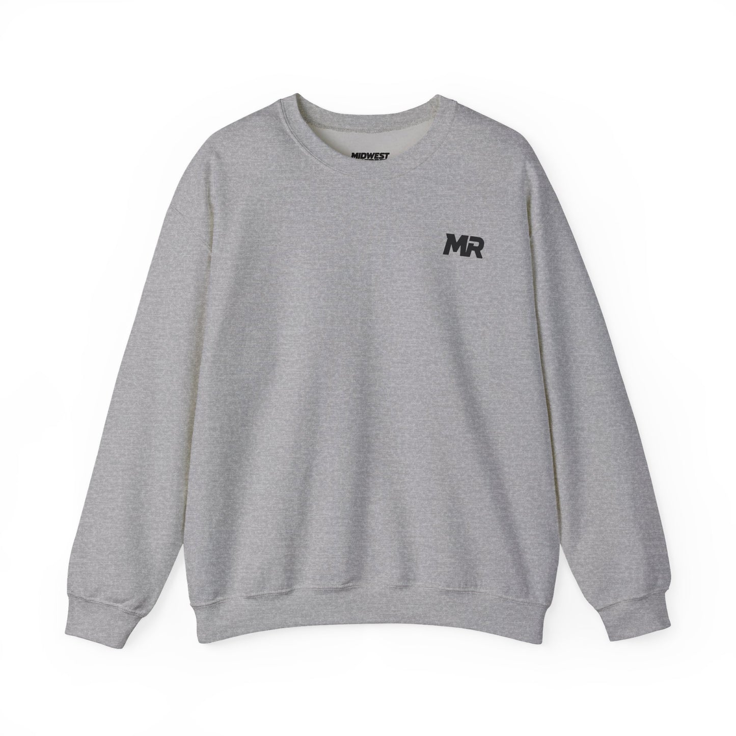 Gray sweatshirt with text on a white background