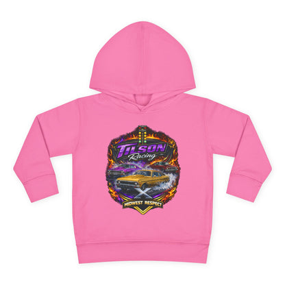 Pink hoodie with a graphic design on a white background