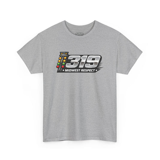 Gray t-shirt with '319 Midwest Respect' graphic on a white background