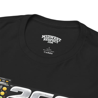 Black t-shirt with 'Midwest Respect' logo on a white background