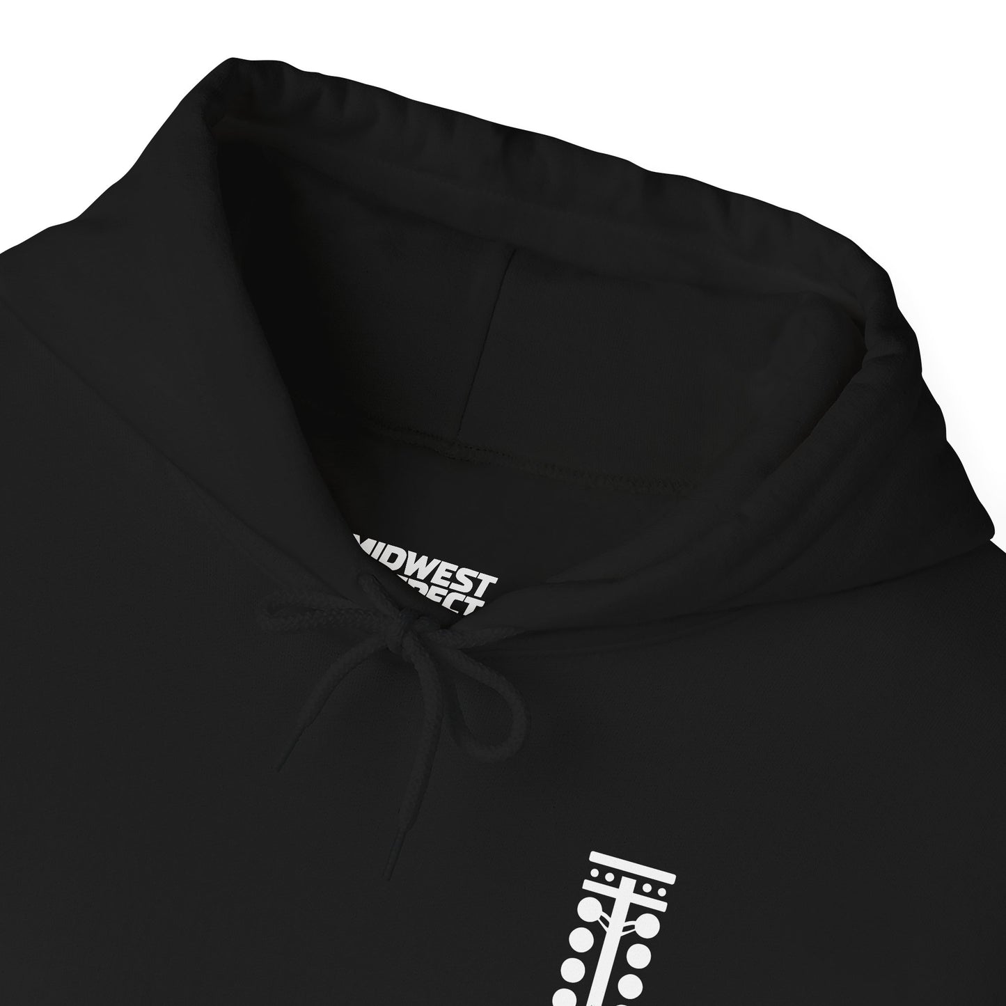 Black hoodie with text on a white background