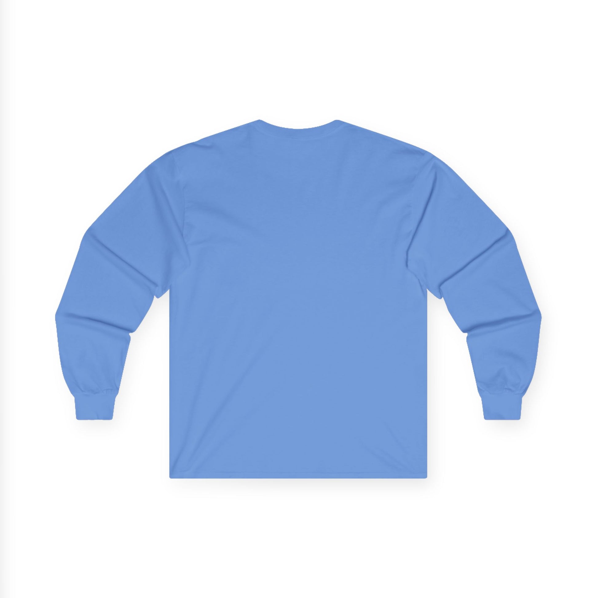 Blue long-sleeve shirt on a white background